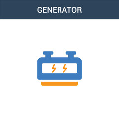 two colored Generator concept vector icon. 2 color Generator vector illustration. isolated blue and orange eps icon on white background.
