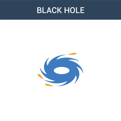 two colored Black hole concept vector icon. 2 color Black hole vector illustration. isolated blue and orange eps icon on white background.