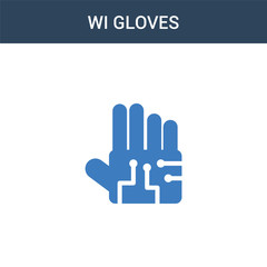 two colored Wi gloves concept vector icon. 2 color Wi gloves vector illustration. isolated blue and orange eps icon on white background.
