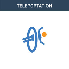 two colored Teleportation concept vector icon. 2 color Teleportation vector illustration. isolated blue and orange eps icon on white background.