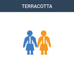 two colored Terracotta concept vector icon. 2 color Terracotta vector illustration. isolated blue and orange eps icon on white background.