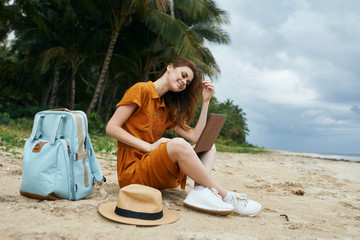 young woman with a suitcase