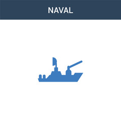 two colored naval concept vector icon. 2 color naval vector illustration. isolated blue and orange eps icon on white background.