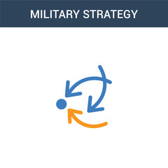 two colored Military strategy concept vector icon. 2 color Military strategy vector illustration. isolated blue and orange eps icon on white background.