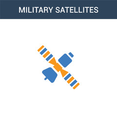 two colored Military Satellites concept vector icon. 2 color Military Satellites vector illustration. isolated blue and orange eps icon on white background.