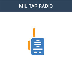 two colored Militar Radio concept vector icon. 2 color Militar Radio vector illustration. isolated blue and orange eps icon on white background.