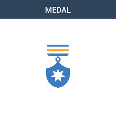 two colored Medal concept vector icon. 2 color Medal vector illustration. isolated blue and orange eps icon on white background.