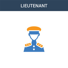 two colored lieutenant concept vector icon. 2 color lieutenant vector illustration. isolated blue and orange eps icon on white background.