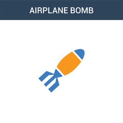 two colored Airplane Bomb concept vector icon. 2 color Airplane Bomb vector illustration. isolated blue and orange eps icon on white background.