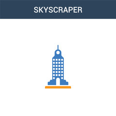 two colored Skyscraper concept vector icon. 2 color Skyscraper vector illustration. isolated blue and orange eps icon on white background.