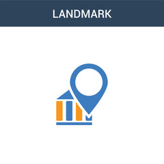 two colored Landmark concept vector icon. 2 color Landmark vector illustration. isolated blue and orange eps icon on white background.
