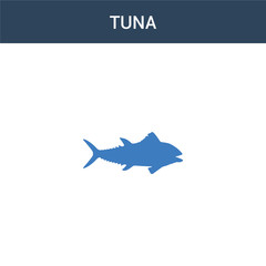 two colored Tuna concept vector icon. 2 color Tuna vector illustration. isolated blue and orange eps icon on white background.