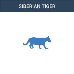 two colored Siberian tiger concept vector icon. 2 color Siberian tiger vector illustration. isolated blue and orange eps icon on white background.