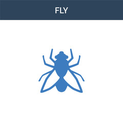 two colored Fly concept vector icon. 2 color Fly vector illustration. isolated blue and orange eps icon on white background.