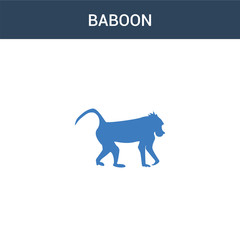 two colored Baboon concept vector icon. 2 color Baboon vector illustration. isolated blue and orange eps icon on white background.