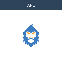 two colored Ape concept vector icon. 2 color Ape vector illustration. isolated blue and orange eps icon on white background.