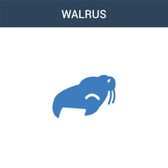 two colored Walrus concept vector icon. 2 color Walrus vector illustration. isolated blue and orange eps icon on white background.