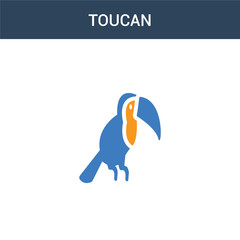two colored Toucan concept vector icon. 2 color Toucan vector illustration. isolated blue and orange eps icon on white background.