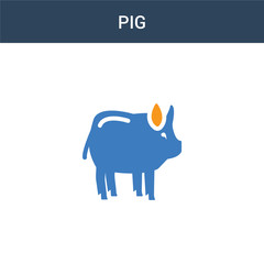 two colored Pig concept vector icon. 2 color Pig vector illustration. isolated blue and orange eps icon on white background.