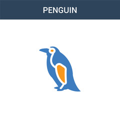 two colored Penguin concept vector icon. 2 color Penguin vector illustration. isolated blue and orange eps icon on white background.