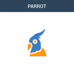 two colored Parrot concept vector icon. 2 color Parrot vector illustration. isolated blue and orange eps icon on white background.