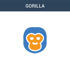 two colored Gorilla concept vector icon. 2 color Gorilla vector illustration. isolated blue and orange eps icon on white background.