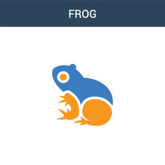 two colored Frog concept vector icon. 2 color Frog vector illustration. isolated blue and orange eps icon on white background.