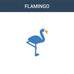 two colored Flamingo concept vector icon. 2 color Flamingo vector illustration. isolated blue and orange eps icon on white background.