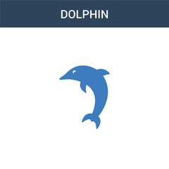two colored Dolphin concept vector icon. 2 color Dolphin vector illustration. isolated blue and orange eps icon on white background.