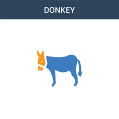 two colored Donkey concept vector icon. 2 color Donkey vector illustration. isolated blue and orange eps icon on white background.