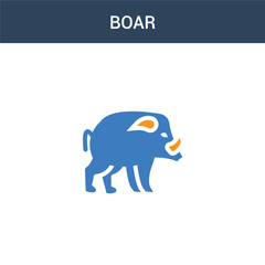 two colored Boar concept vector icon. 2 color Boar vector illustration. isolated blue and orange eps icon on white background.