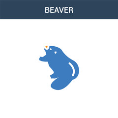 two colored Beaver concept vector icon. 2 color Beaver vector illustration. isolated blue and orange eps icon on white background.