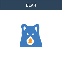 two colored Bear concept vector icon. 2 color Bear vector illustration. isolated blue and orange eps icon on white background.