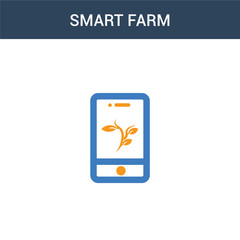 two colored Smart farm concept vector icon. 2 color Smart farm vector illustration. isolated blue and orange eps icon on white background.