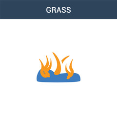 two colored Grass concept vector icon. 2 color Grass vector illustration. isolated blue and orange eps icon on white background.