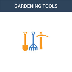 two colored Gardening tools concept vector icon. 2 color Gardening tools vector illustration. isolated blue and orange eps icon on white background.