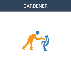 two colored Gardener concept vector icon. 2 color Gardener vector illustration. isolated blue and orange eps icon on white background.