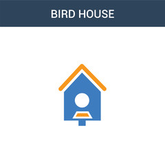 two colored Bird house concept vector icon. 2 color Bird house vector illustration. isolated blue and orange eps icon on white background.
