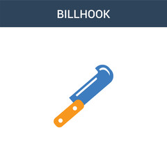 two colored Billhook concept vector icon. 2 color Billhook vector illustration. isolated blue and orange eps icon on white background.
