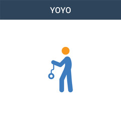 two colored Yoyo concept vector icon. 2 color Yoyo vector illustration. isolated blue and orange eps icon on white background.