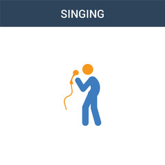 two colored Singing concept vector icon. 2 color Singing vector illustration. isolated blue and orange eps icon on white background.