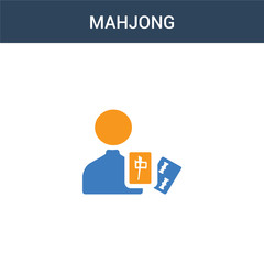 two colored Mahjong concept vector icon. 2 color Mahjong vector illustration. isolated blue and orange eps icon on white background.
