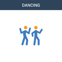 two colored Dancing concept vector icon. 2 color Dancing vector illustration. isolated blue and orange eps icon on white background.