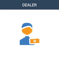 two colored Dealer concept vector icon. 2 color Dealer vector illustration. isolated blue and orange eps icon on white background.