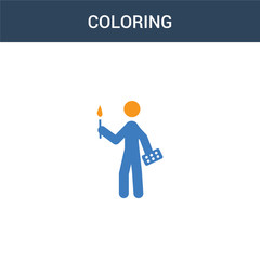 two colored Coloring concept vector icon. 2 color Coloring vector illustration. isolated blue and orange eps icon on white background.