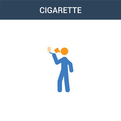 two colored Cigarette concept vector icon. 2 color Cigarette vector illustration. isolated blue and orange eps icon on white background.