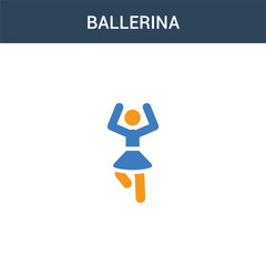 two colored Ballerina concept vector icon. 2 color Ballerina vector illustration. isolated blue and orange eps icon on white background.