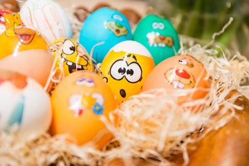 closeup of handmade Easter eggs