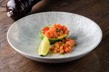Sashimi on avocado