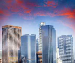 Aerial view of Downtown Los Angeles on a wonderful sunny day, California - USA